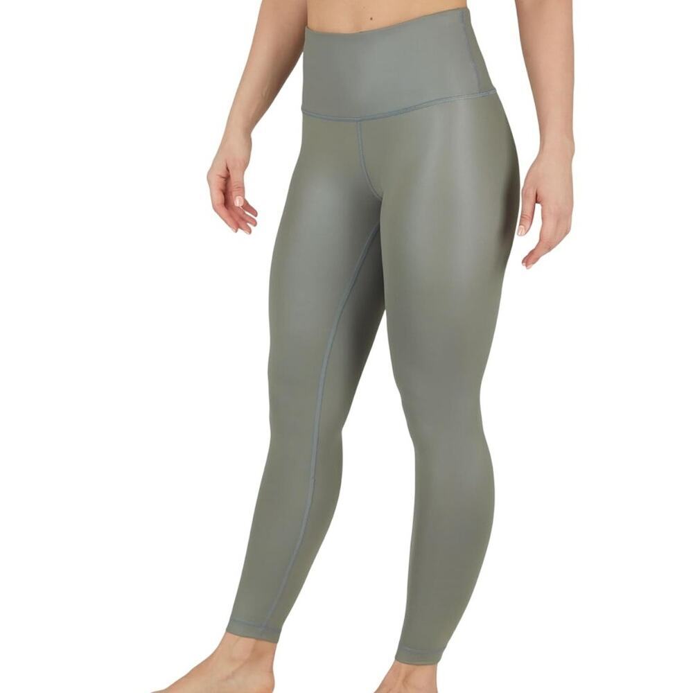 90 Degree by Reflex High Shine Faux Leather Legging Mulled Basil Size Medium - Picture 2 of 6